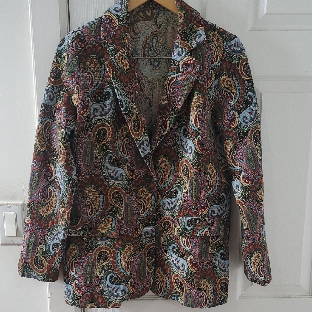 Paisley Pattern Blazer Jacket - Multicolor - image 1